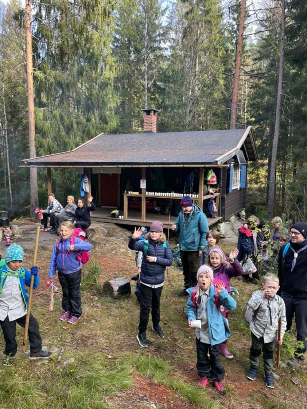 Speiderne ved hytta i Nittedal