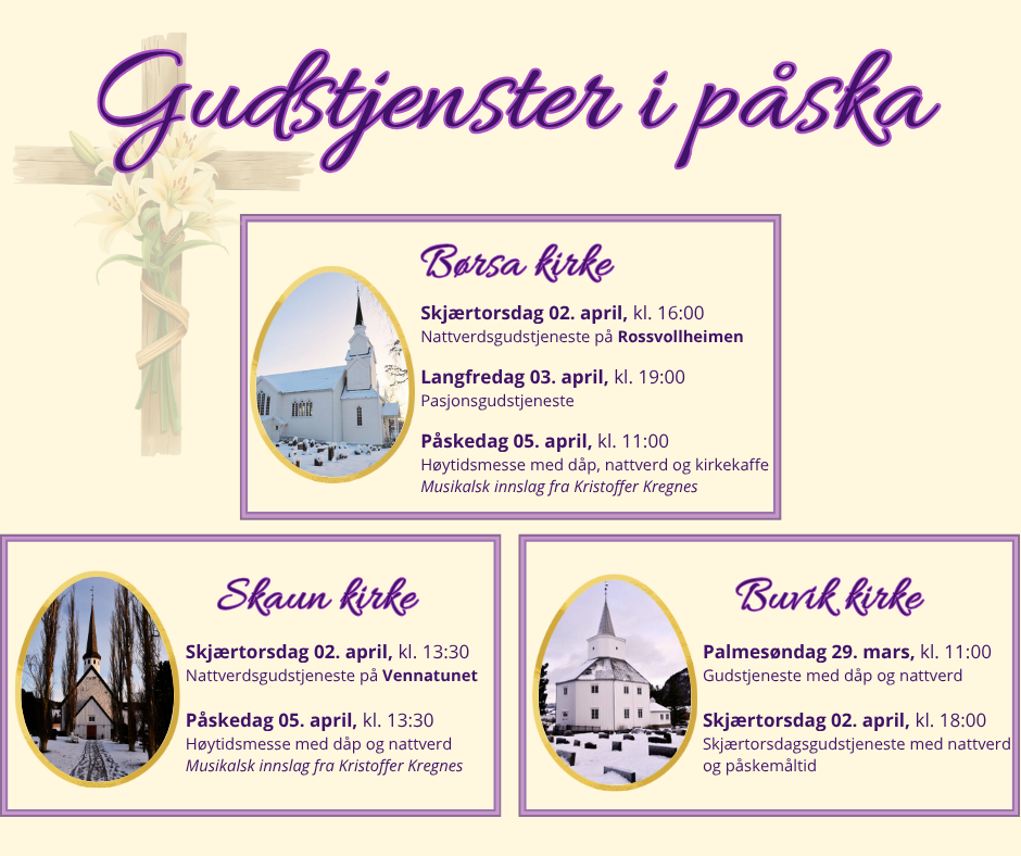 Påskegudstjenester i Skaun menighetene 2026