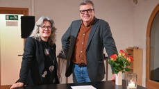 Rektor ved Norges musikkhøgskole, Astrid Kvalbein og daglig leder i Oslo domkirke, Geir Rebbestad. Foto: Andora Hylland