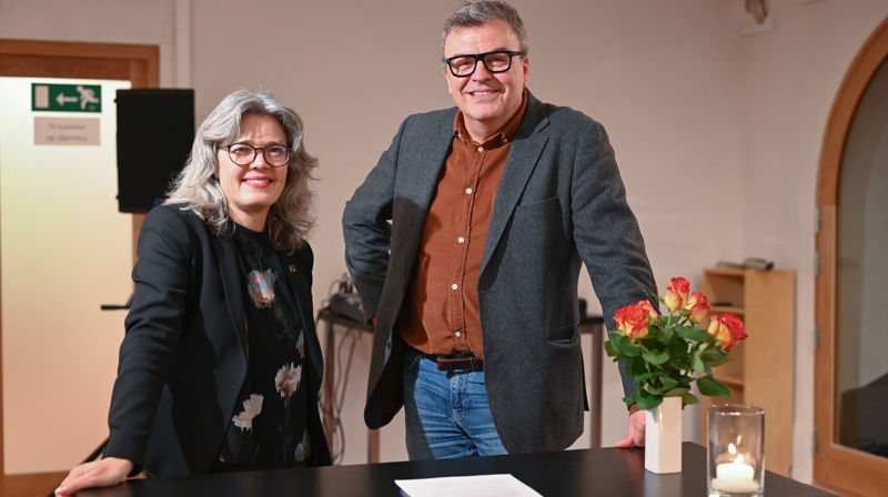 Rektor ved Norges musikkhøgskole, Astrid Kvalbein og daglig leder i Oslo domkirke, Geir Rebbestad. Foto: Andora Hylland