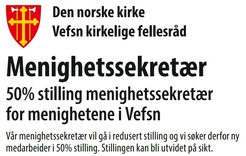 Menighetssekretær søkes