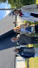 Befaring med Riksantikvaren i Holmen kirke. Fra venstre daglig leder i Holmen Solveig Elin Bru Olsen, kirkesjef John Grimsby, riksantikvar Hanna Geiran og kirkelig fellesråds rådgiver Marthe Fjøse (Foto: Asker kirkelige fellesråd)