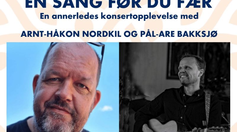 En sang før du fær - en annerledes konsertopplevelse. Bodø domkirkes menighetssal søndag 14. september kl. 18.00