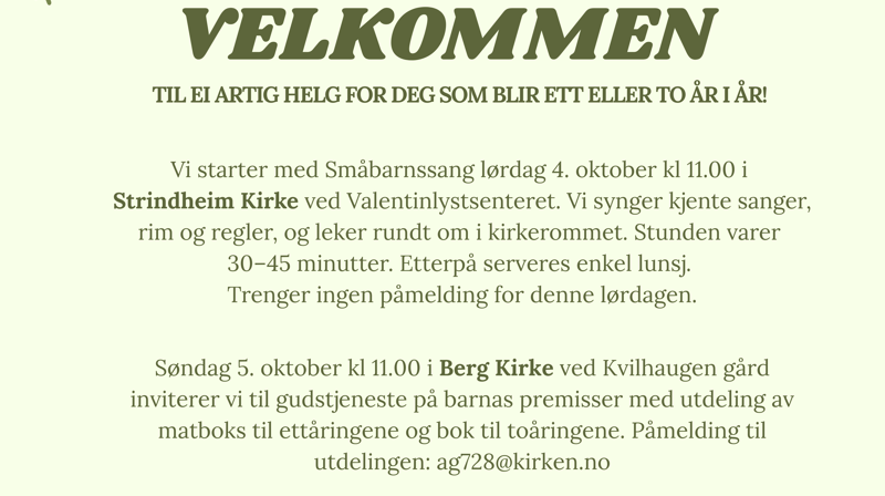 Sang, lek og feiring for ett- og toåringer!