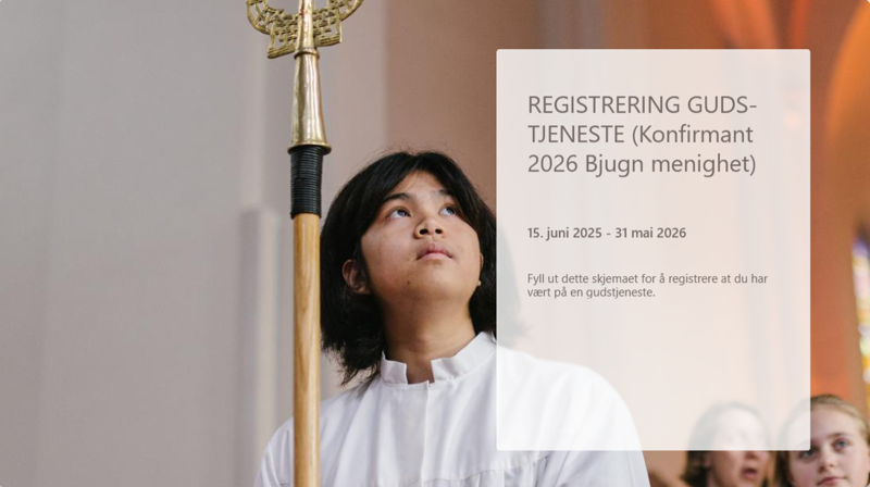 Gudstjenesteskjema Bjugn menighet konfirmant 2026