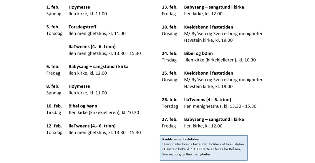 Februar i Ilen menighet