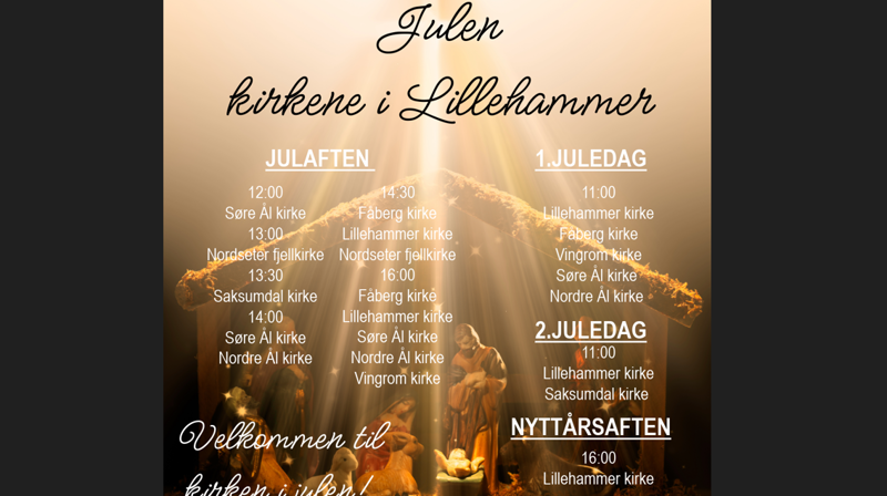 Velkommen til julegudstjenester i kirkene i Lillehammer!
