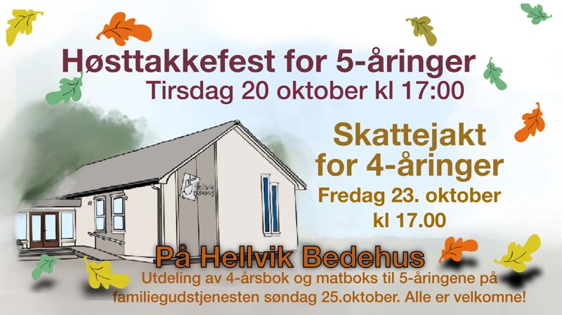 En spesiell invitasjon til 4 og 5 åringer på Hellvik