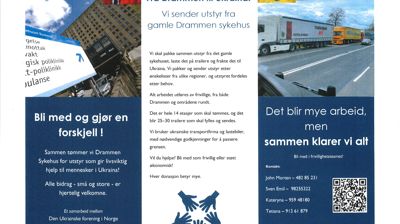 Bli med å gjør en forskjell - pakke og sende utstyr fra gamle Drammen sykehus til Ukraina!