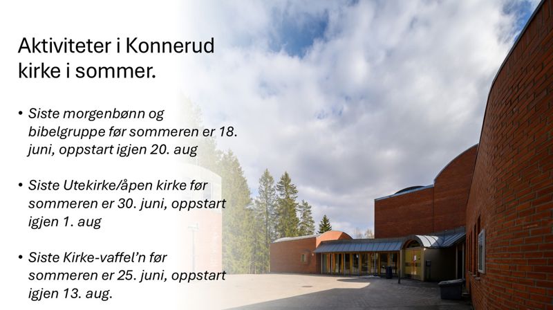 Aktivitetene i sommer i Konnerud kirke