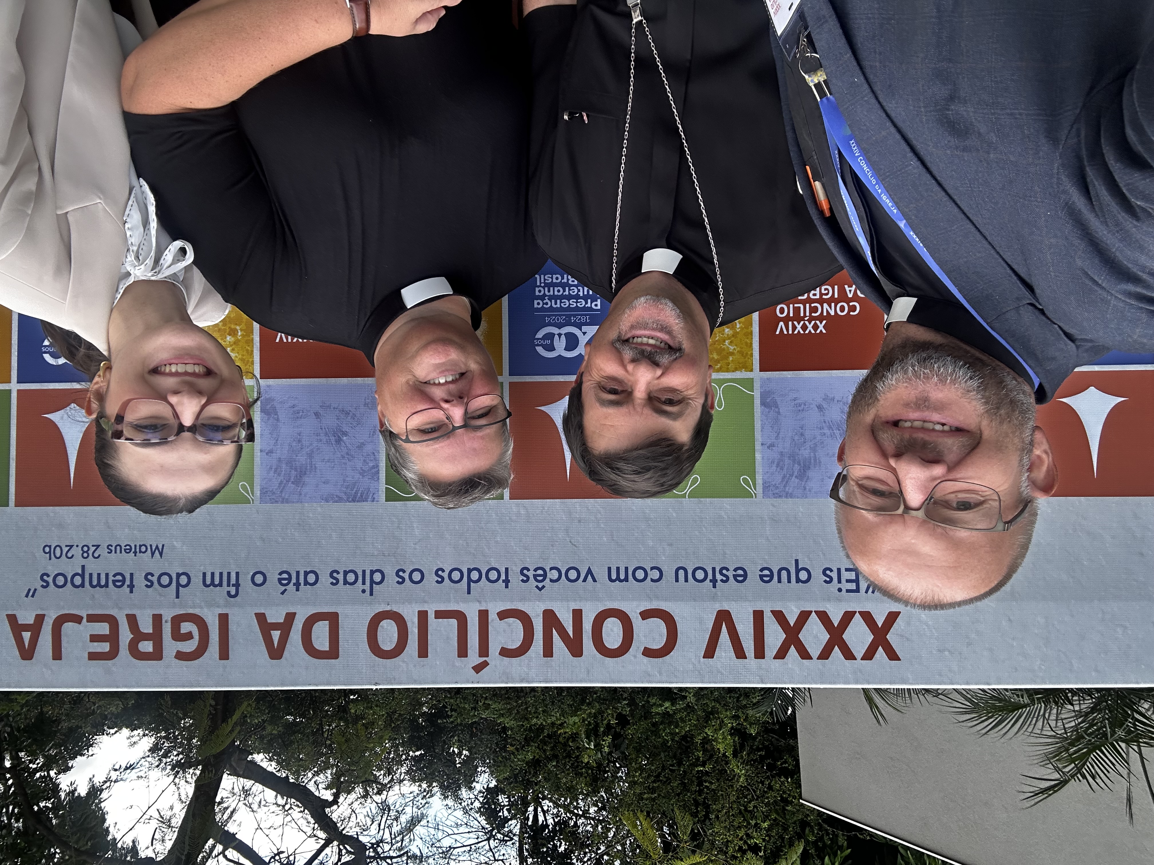 Fra venstre: Intensjonal direktør i Den norske kirke Einar Tjelle, visepresident i den lutherske kirken i Brasil (IECLB) Mauro Souza, leder i Mellomkirkelig råd Kristine Sandmæl, visepresident for Latin-Amerika i Det lutherske verdensforbund Isabella Reimann Gnas. 