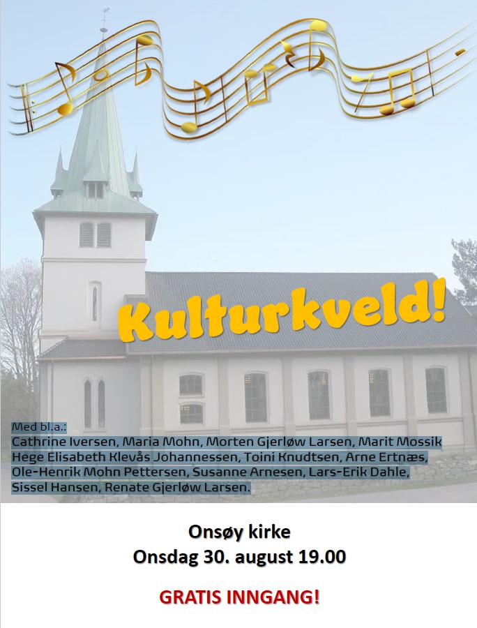 Kulturkveld i Onsøy kirke 30 august kl. 19.00