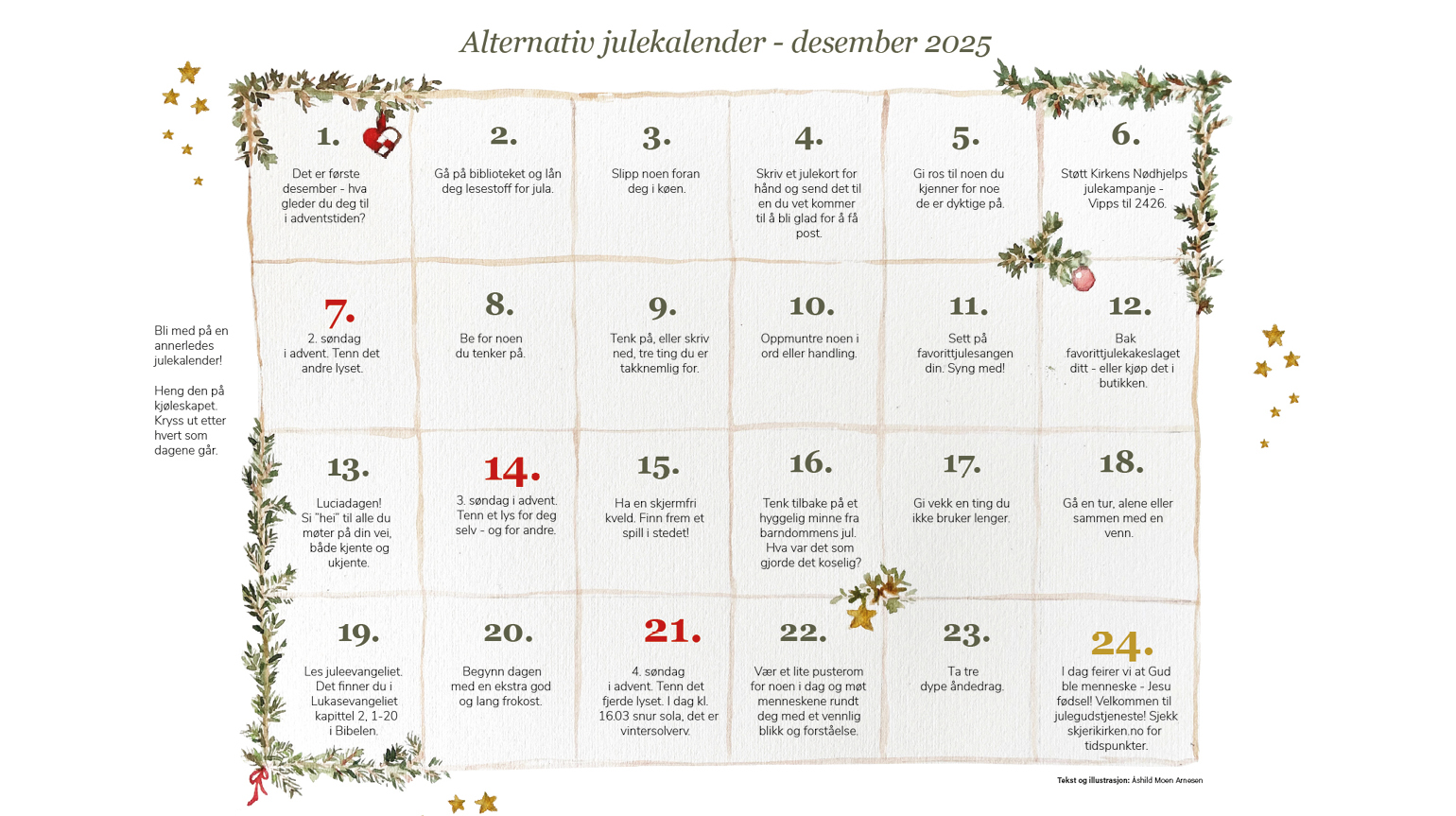 Alternativ julekalender er laget av Åshild Moen Arnesen