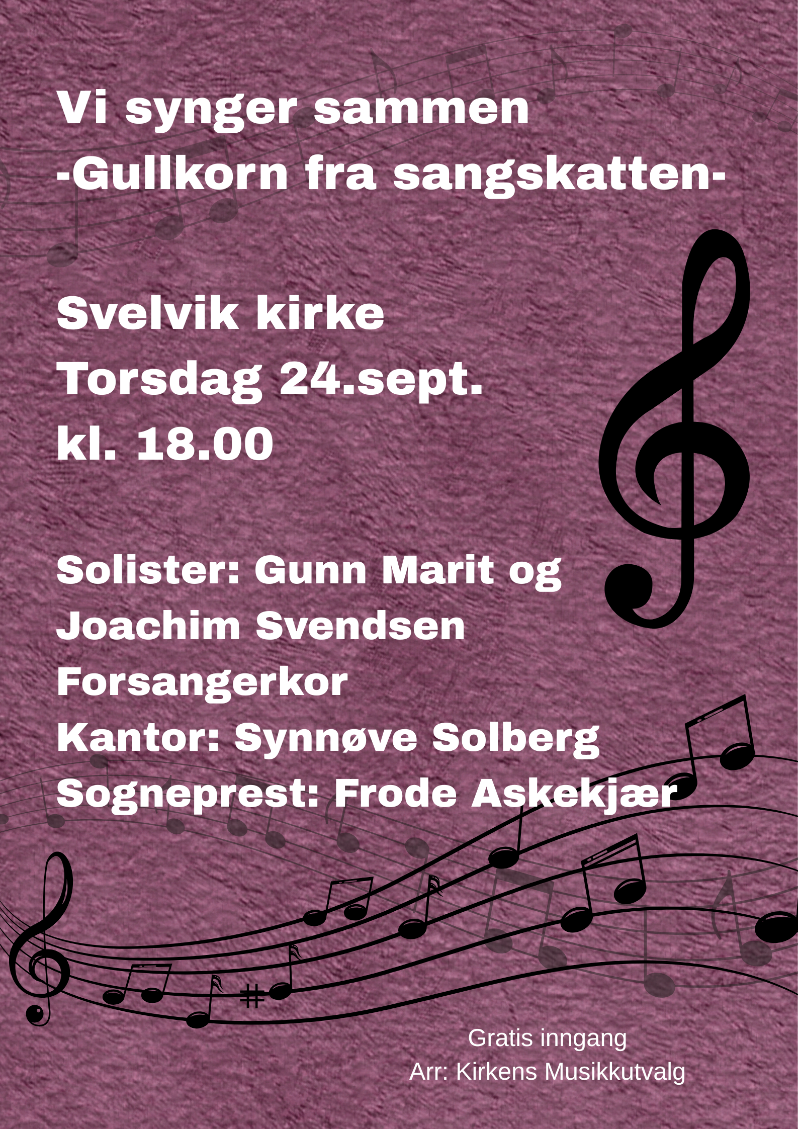 Allsangkveld 24. sept kl 18:00 i Svelvik kirke