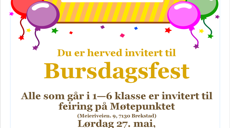 Bilde av invitasjon til bursdagsfest