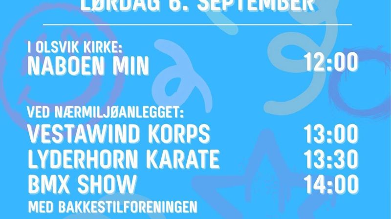 Gatefest og gratis familiekonsert i Olsvik: «Naboen min» på lørdag!