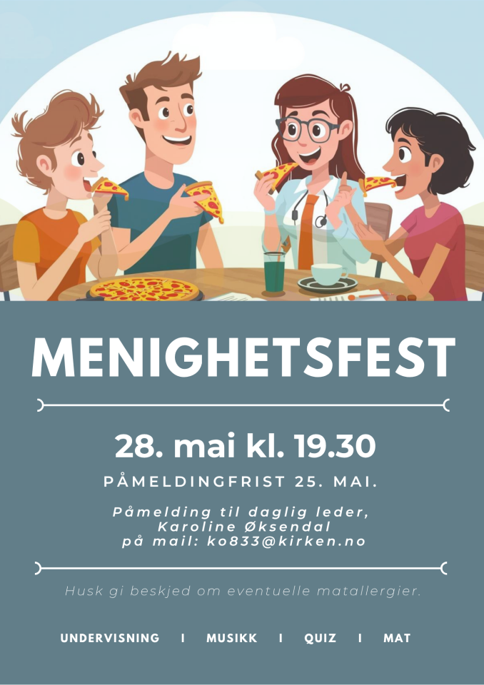 Velkommen til menighetsfest 28. mai kl 19:30