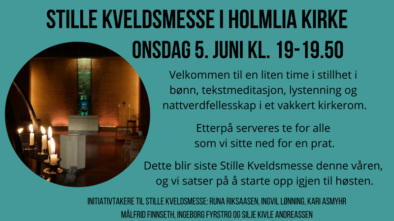 Stille Kveldsmesse onsdag 5. juni kl. 19