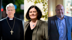 Preses i Den norske kirke, Olav Fykse Tveit; generalsekretær i Samarbeidsrådet for Tros- og livssynssamfunn, Ingrid Rosendorf Joys; generalsekretær i Norges kristne råd, Erhard Hermansen.