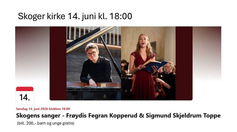 Konsert i Skoger kirke 14. juni