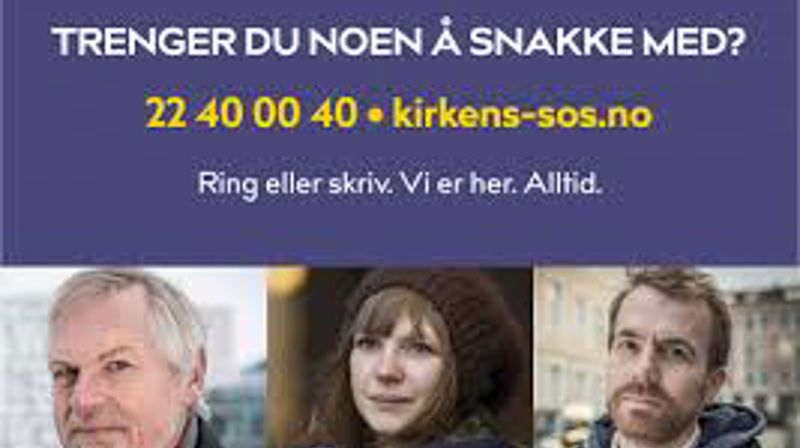 Trenger du noen å snakke med? Kirkens SOS er døgnåpent på telefon 22 40 00 40
