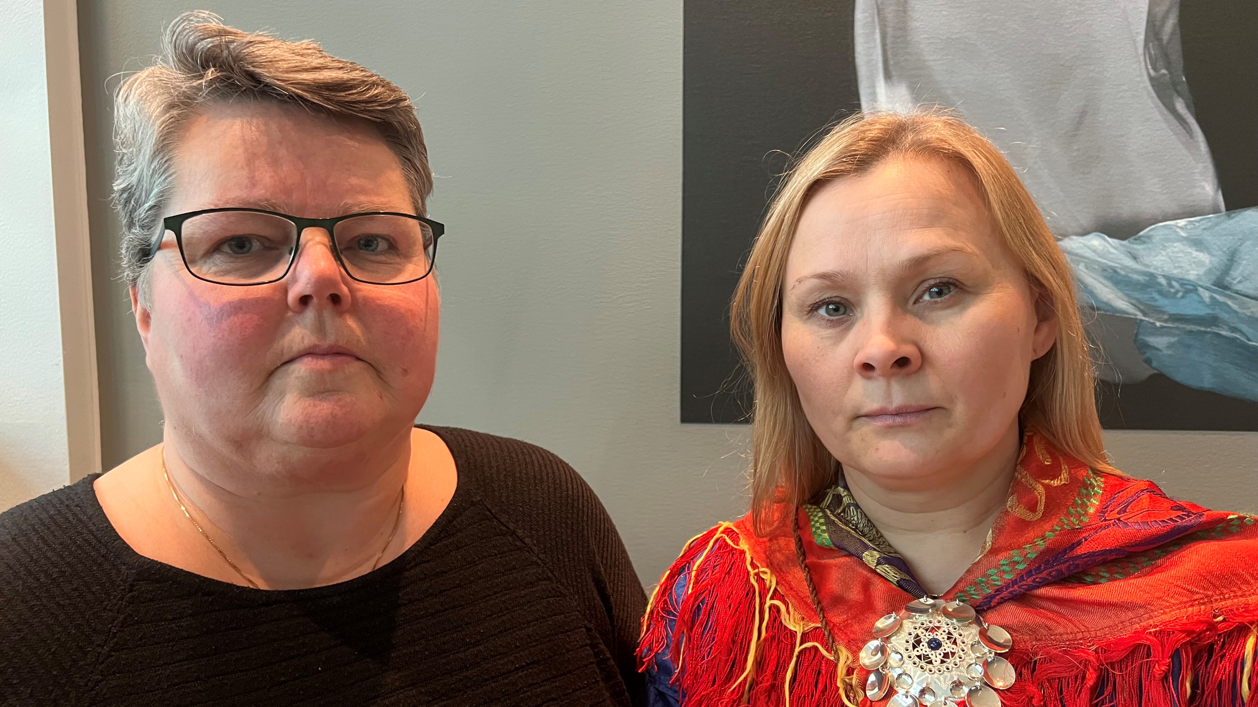 Leder i Mellomkirkelig råd Kristine Sandmæl og leder i Samisk kirkeråd Sara Ellen Anne Eira. Foto: Den norske kirke