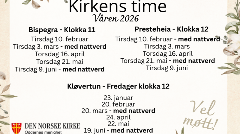 Kirkens time våren 2026