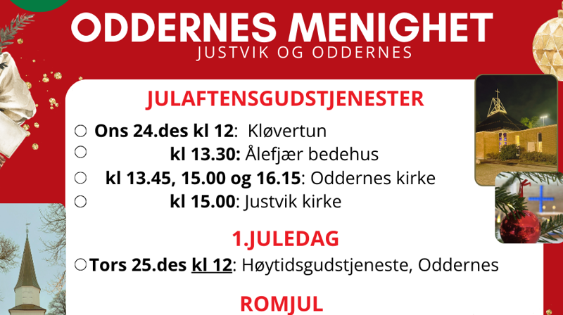 Velkommen til våre gudstjenester i julen