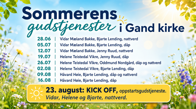 Gudstjenester i Gand, sommeren 2026