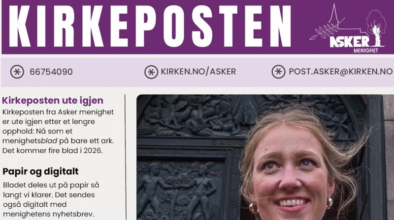 Toppen av forsiden til Kirkeposten nr. 1, 2026