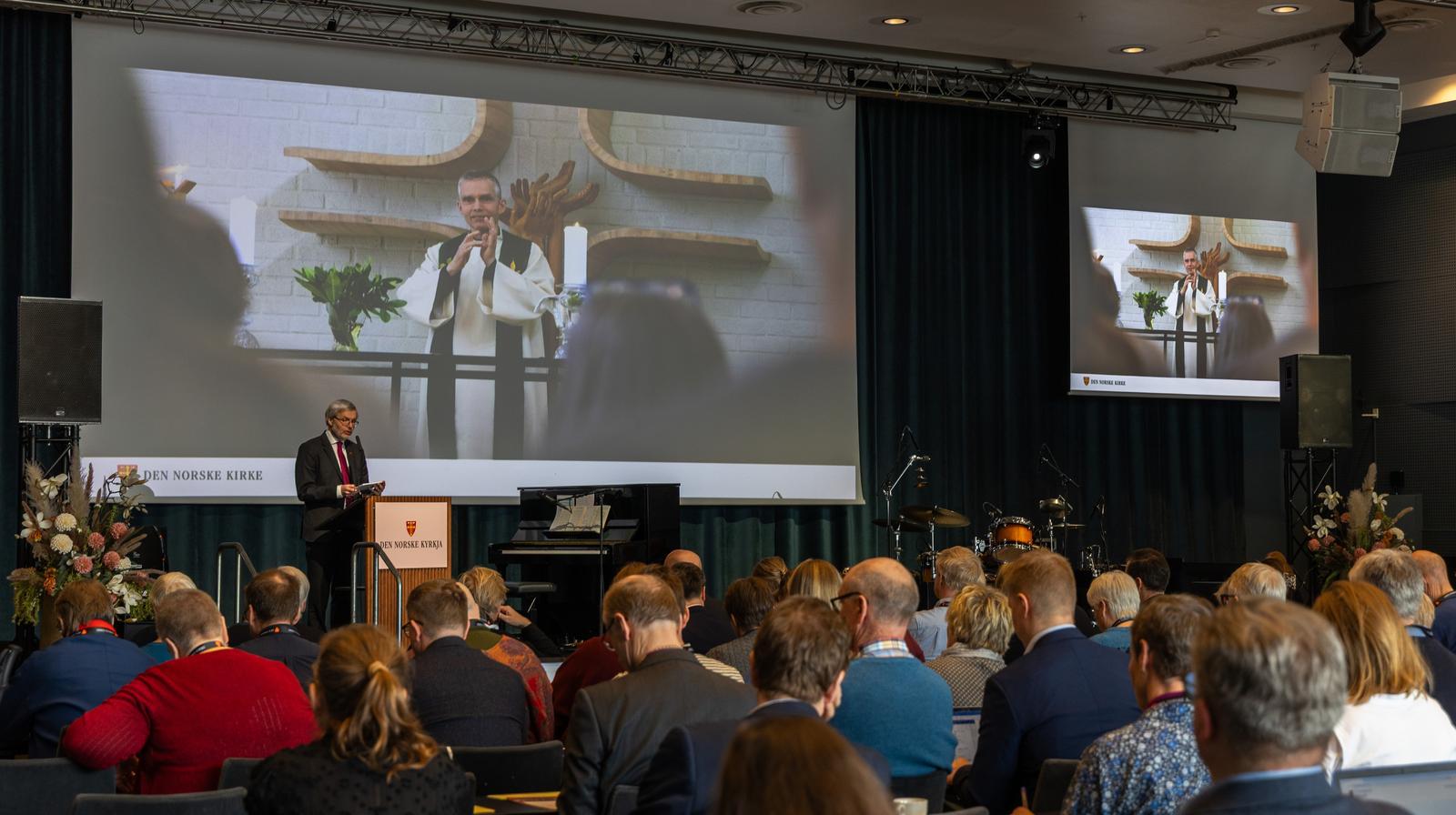 Harald Hegstads tale under åpningsmøte på årets kirkemøte. (Foto: Kirkerådet)