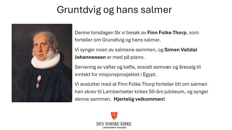 Torsdagstreff 23. april kl. 12