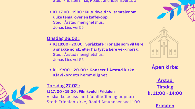Velkommen til Fridalen kirke i vinterferien!