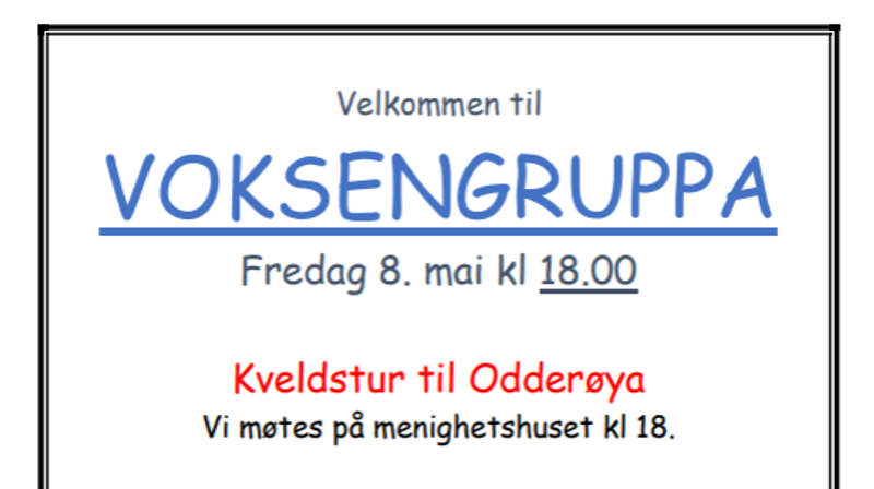 Kveldstur med voksengruppa fredag 8. mai