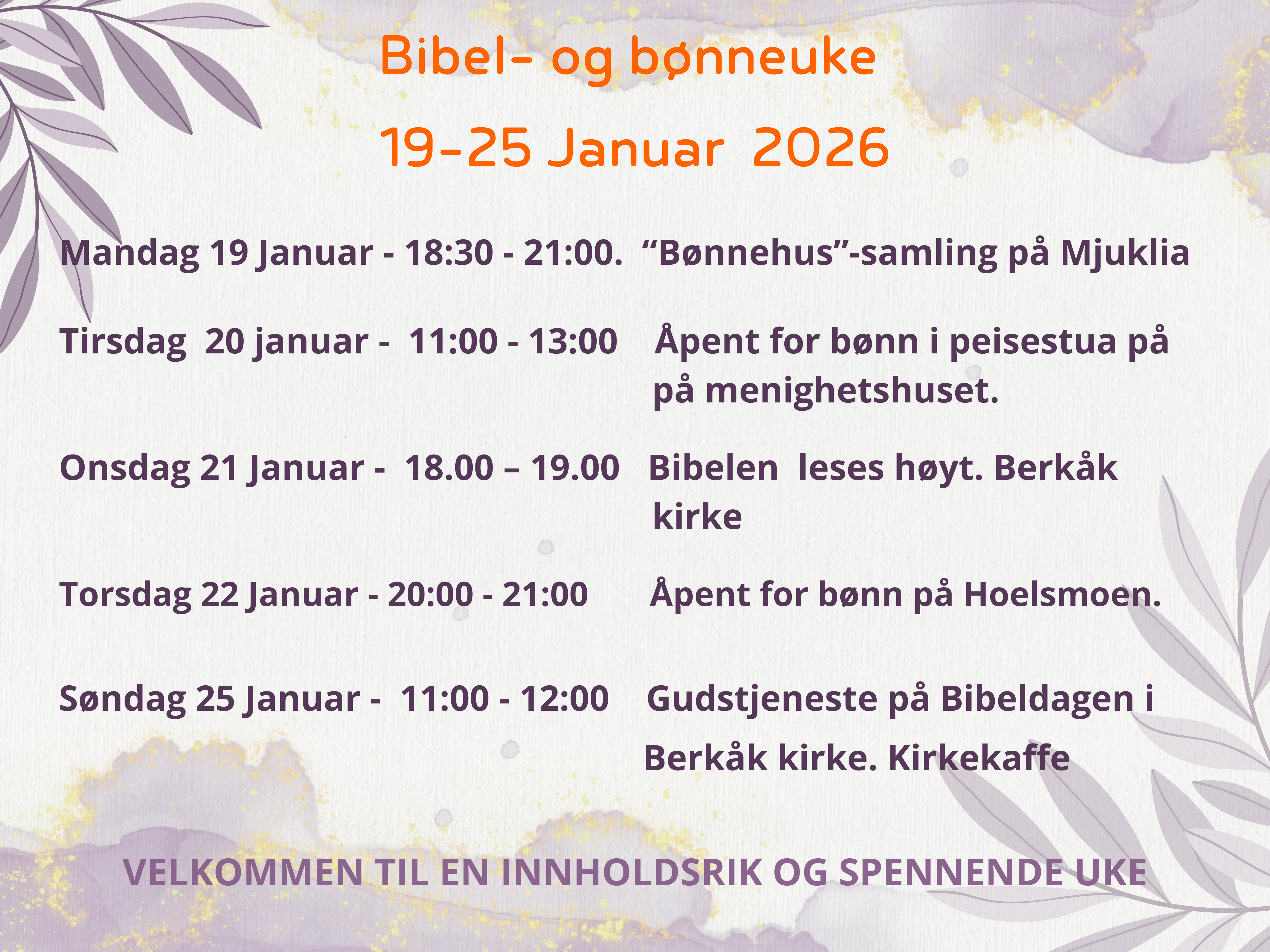 Velkommen til Bibel og Bønneuka 2026