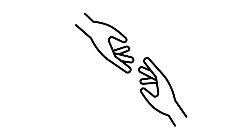 To hender som strekkes mot hverandre