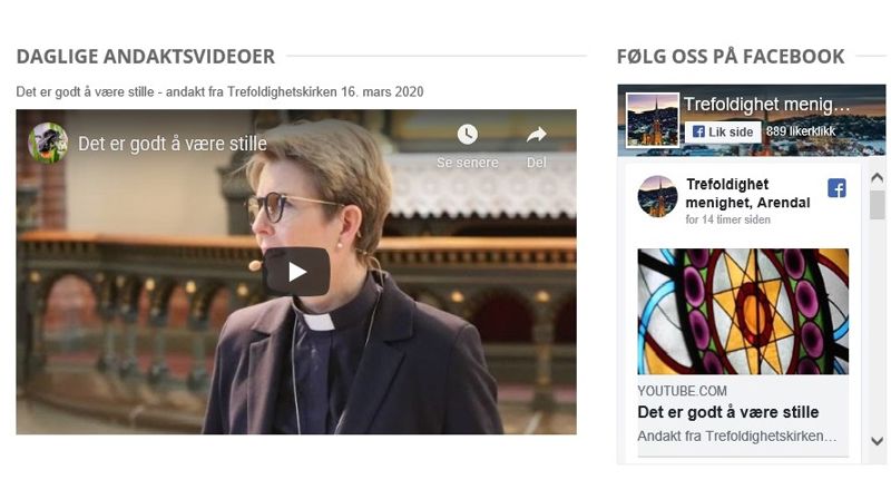 Prost i Arendal, Jorunn Raddum, er blant dem som holder video-andakter.