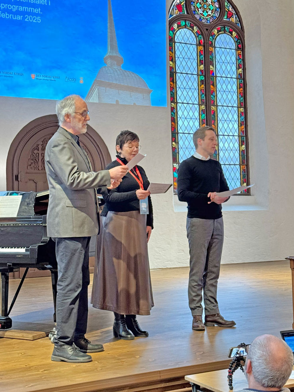 Trio Frans: Professor Alf Tore Hommedal, biskop Ragnhild Jepsen og domkantor Kjetil Almenning