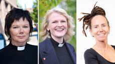 Tre kandidatar til å verte biskop i Bjørgvin: f.v. Ragnhild Jepsen (foto privat), Kjersti Gautestad Norheim (foto Gyrid Cecilie Nygaard) og Sunniva Gylver (foto Harald Bø)