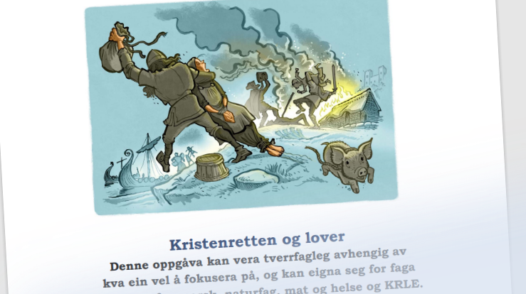 Frå aktivitetsheftet "Verdiar i tusen år". Illustrasjon: Egil Nyhus