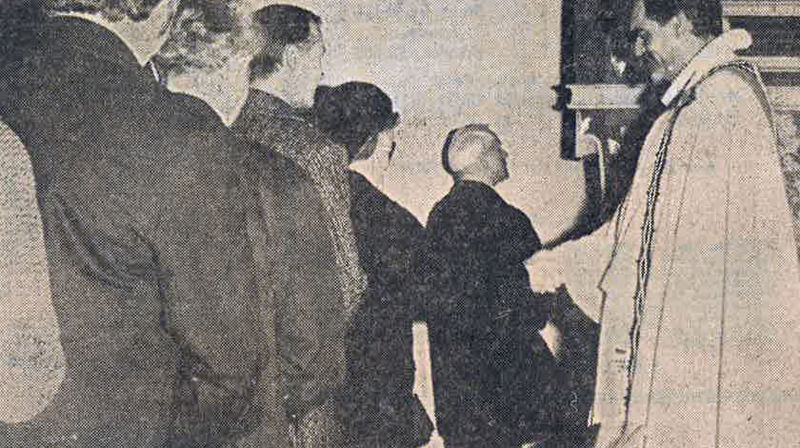 Biskop Per Lønning i Fredrikstad domkirke (faksimile fra Fredriksstad Blad)