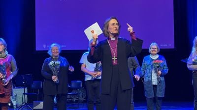 En engasjert og tydelig biskop Kari på fagdagen om likeverdig tilgjengelighet og tilhørighet.