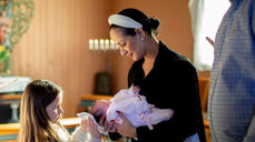 Dåpsbilde fra Fenstad kirke april 2020. (Foto: Bo Mathisen)