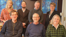 Bak fra venstre: Margit Husevåg (Sykehuset Innlandet, Sanderud), Kenneth Hansen (biskopens teologiske rådgiver), Hogne Midgard (Hospice Sangen) og biskop Solveig Fiske. Foran fra venstre: Olav Nordengen (Sykehuset Innlandet, Reinsvoll), Guttorm Eidslott (Sykehuset Innlandet, Hamar og Elverum) og Anne Hvinden (Sykehuset Innlandet, Gjøvik)