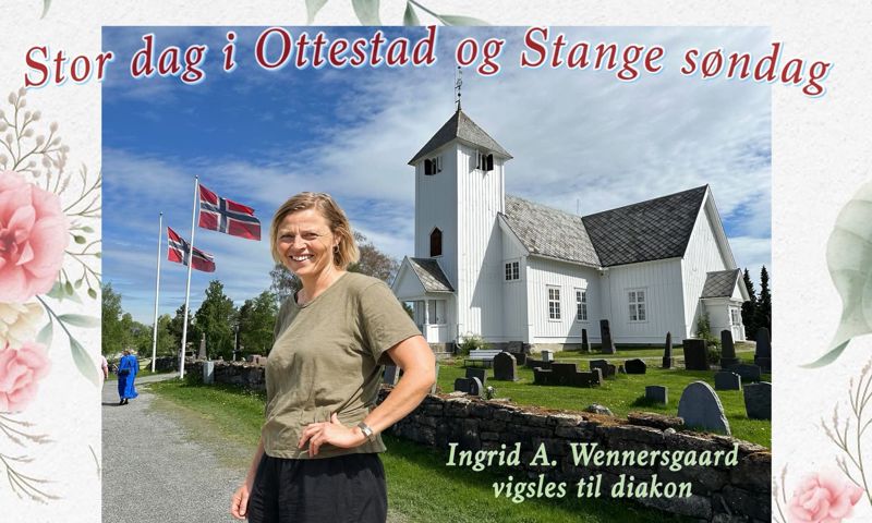 Vigslingen av diakonen vil foregå i Ottestad kirke. Foto: Kirken i Ottestad