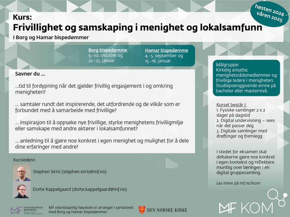 Kurs: Frivillighet og samskaping i menighet og lokalsamfunn