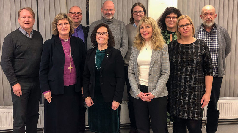 Det nye bispedømerådet 2020 - 2024: Bak frå v.: Frode Rabbevåg, Olav Myklebust, Ole Martin Grevstad, Arne Moltubak, Rikke Elisabeth Grevstad Kopperstad, Olav Rønneberg.  Framme frå v.: Ingeborg Midttømme, Ann-Kristin Sørvik, Monika Tettli, Therese Kristin Utgård.