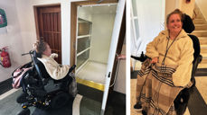 – Den nye heisen i Molde domkirke representerer en ny tid for personer med nedsatt funksjonsevne som besøker kirkens gudstjenester og øvrige kirkelige arrangementer, sier rullestolbruker Solveig Jacobsen. Hun har testet heisen og finner at det meste er bra, men foreslår noen finjusteringer. (foto: Svein Magne Harnes)