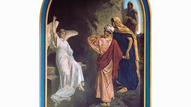 Utsnitt av altertavlen fra gamle Molde kirke; «Oppstandelsen» malt av Axel Ender.