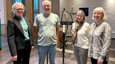 Komitéen bak fagdagen i Hoeggen kirke. Fra venstre: Unni Taraldsen (diakonimedarbeider i Byneset og Leinstrand), Per Even Robertstad (sokneprest i Kolstad), Ingun Synnøve Bøe (diakon i Strinda og Berg) og Bodil Slørdal (prost i Trondheim). (Foto: Tina Solbakken)